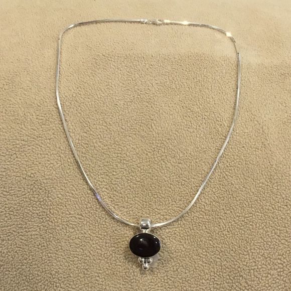 TAXCO Black Onyx Sterling Silver 925 Necklace - Picture 4 of 11